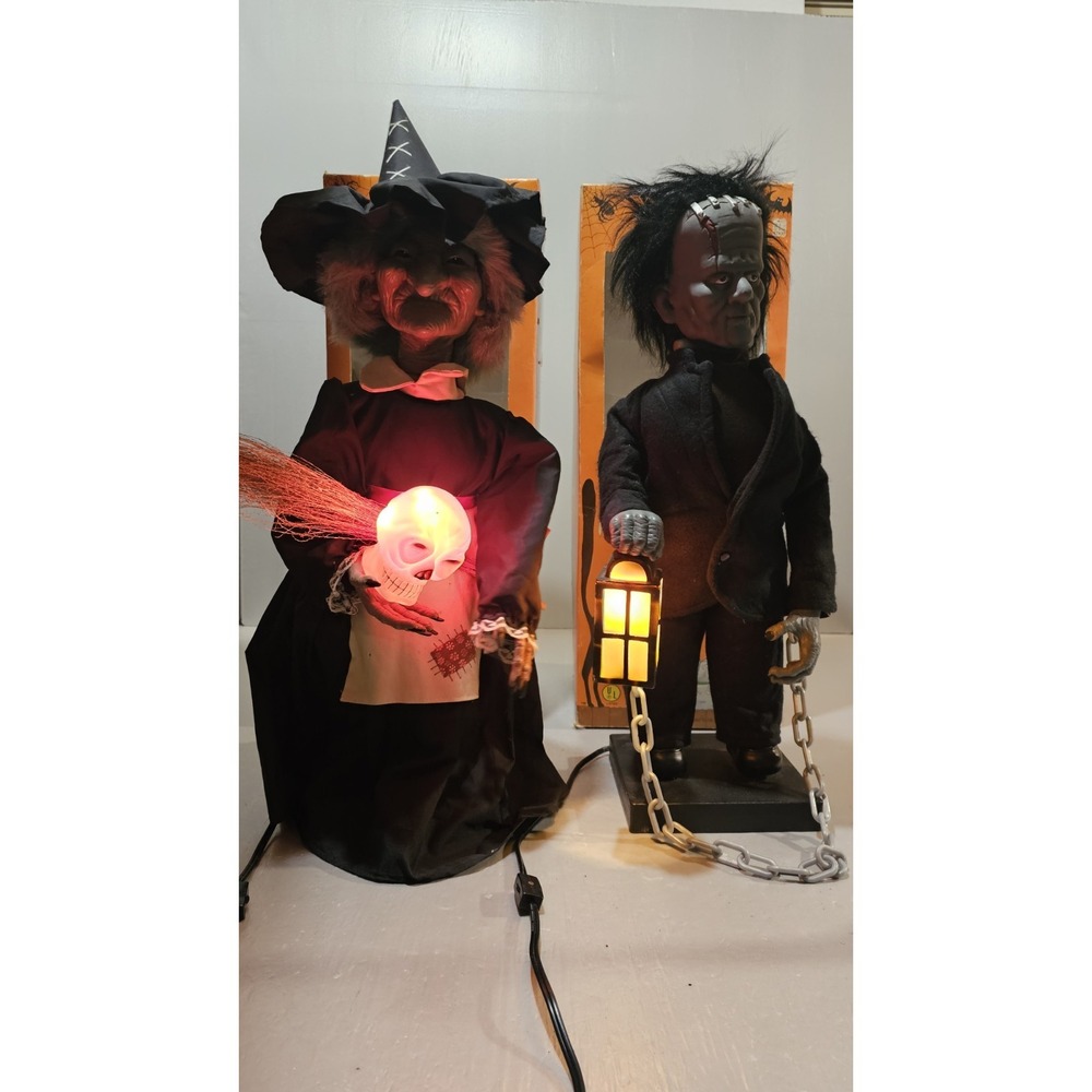 Rare Vintage 24" Telco Motion-ettes Halloween‎ Figure Frankenstein & Witch Boxes